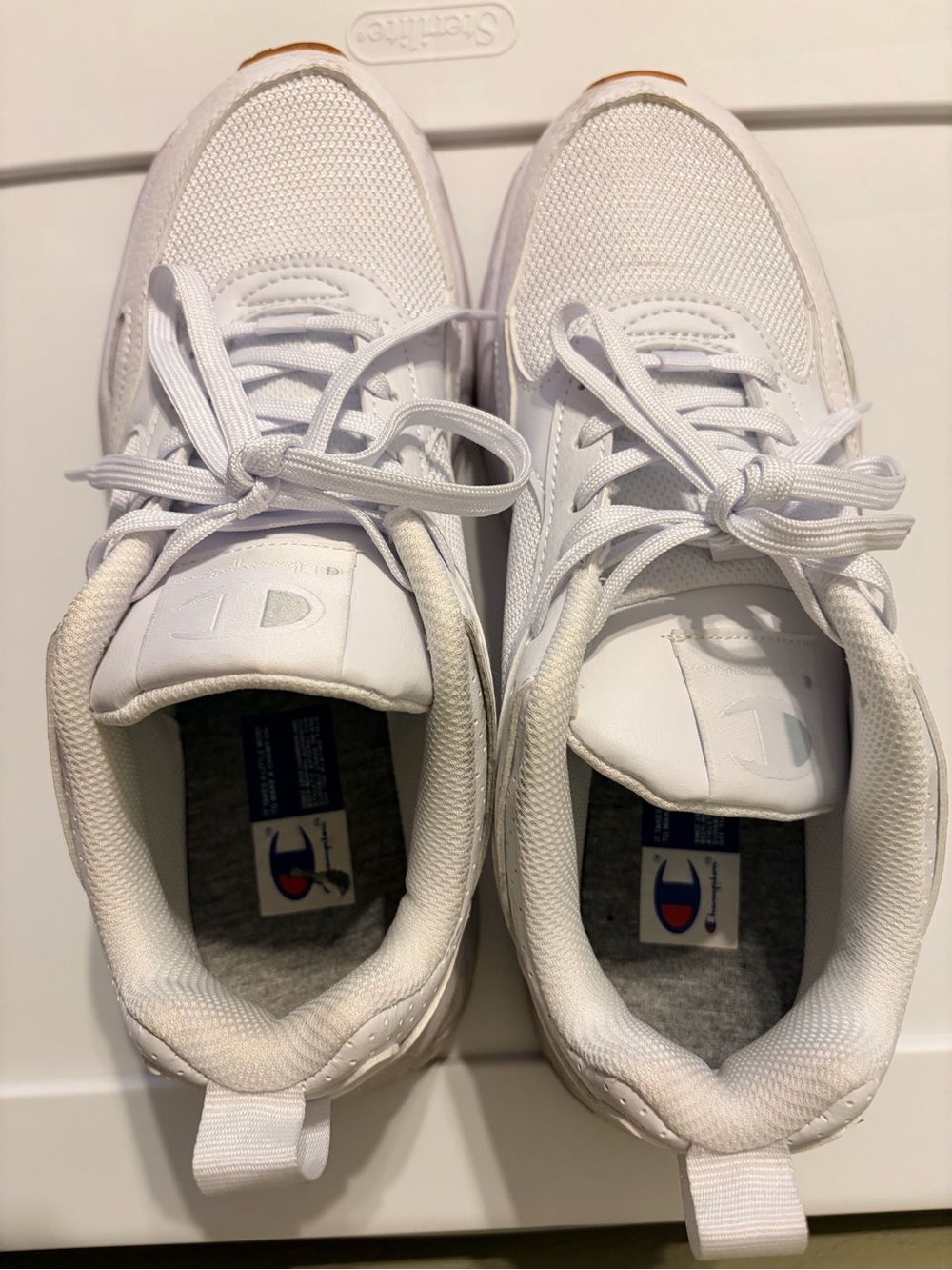 Champion White Mesh & Leather Sneakers - Size 9.5